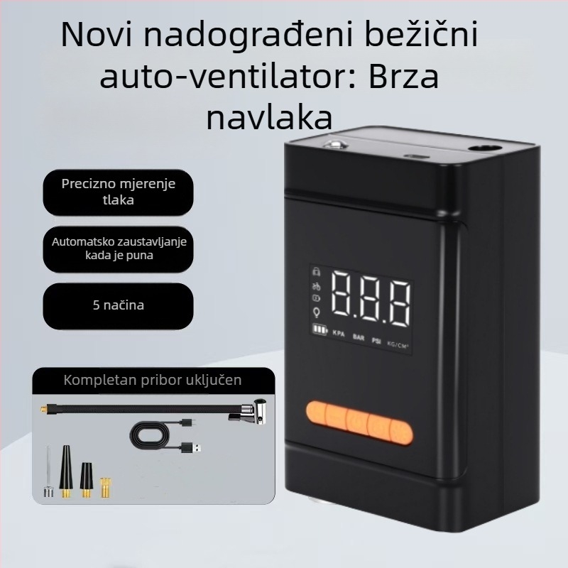 Prenosna automobilska pumpa, bežični digitalni zaslon, 12V napajanje, 60 L/min