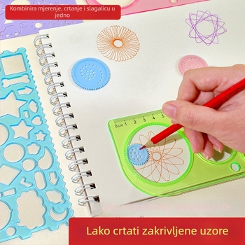 Kreativni kaleidoskopski set ravnala za učenike – višenamjenski kit za crtanje, geometriju i šablone (centimetarsko ravnalo, neto težina 143 g, slučajno vanjsko pakiranje)