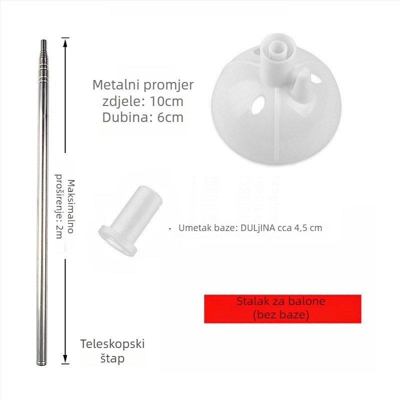 Balonska kolona s teleskopskom šipkom – plast i nehrđajući čelik; pogodno za unutarnje i vanjske pozornice; za sportske događaje; Milai