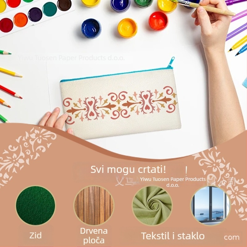 PET šablona za zidnu umjetnost s mandala geometrijskim cvjetnim uzorkom, za DIY sprej bojanje i primjenu na zid od drveta