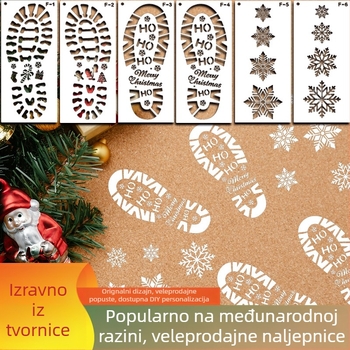Šestodijelni set šablona za otiske stopala s Djedom Božićnjakom i snježnim pahuljama – Božićni motivi za kućne ljubimce (Materijal: PET; Uvoz: Ne; Glavno tržište: Drugo; IP dozvola: Ne; Privatna oznaka: Ne)