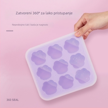 Silikonska forma za led s mačjim šapicama i kutija za čuvanje dječje hrane, hermetički zatvorena i zamrzivač, minimalistički slatki stil, 1 komad