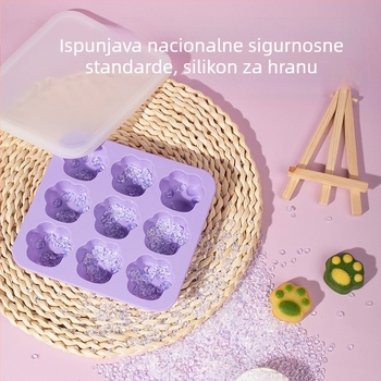 Silikonska forma za led s mačjim šapicama i kutija za čuvanje dječje hrane, hermetički zatvorena i zamrzivač, minimalistički slatki stil, 1 komad