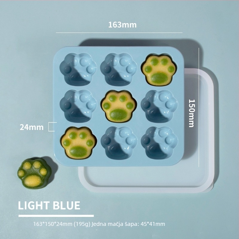 Silikonska forma za led s mačjim šapicama i kutija za čuvanje dječje hrane, hermetički zatvorena i zamrzivač, minimalistički slatki stil, 1 komad