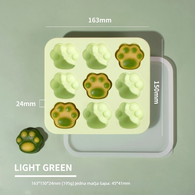 Silikonska forma za led s mačjim šapicama i kutija za čuvanje dječje hrane, hermetički zatvorena i zamrzivač, minimalistički slatki stil, 1 komad