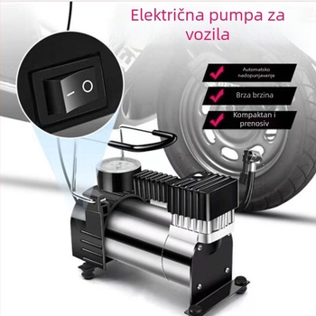 Električna pumpa za zrak za električna vozila, višecilindrični dizajn, 150W, kabel duljine 2,5–3,0 m, digitalni zaslon, upozoravajuća lampica