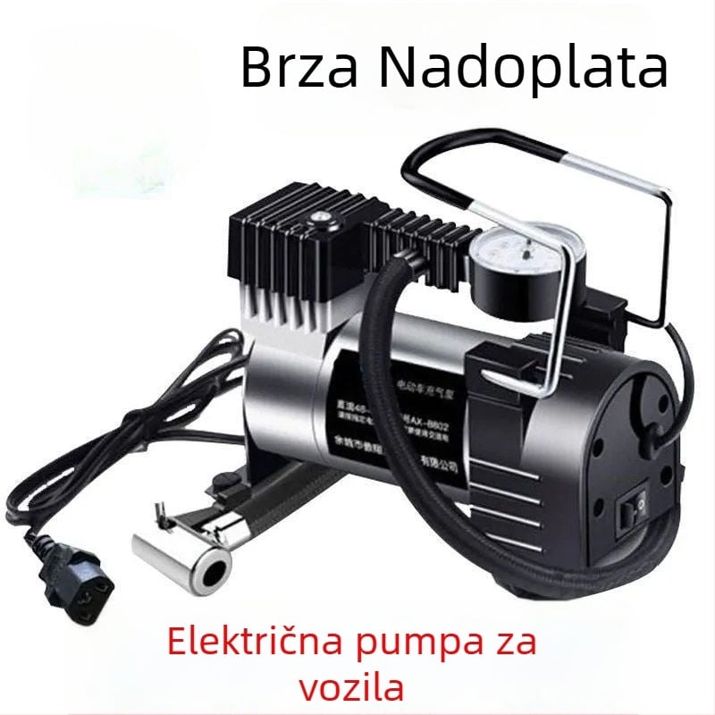 Električna pumpa za zrak za električna vozila, višecilindrični dizajn, 150W, kabel duljine 2,5–3,0 m, digitalni zaslon, upozoravajuća lampica