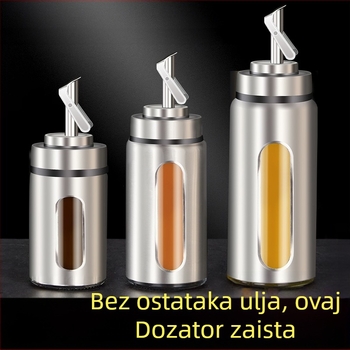 Staklena boca za ulje, s automatskim otvaranjem i zatvaranjem, prehrambena sigurnost, tiskano logo, moderan minimalistički dizajn