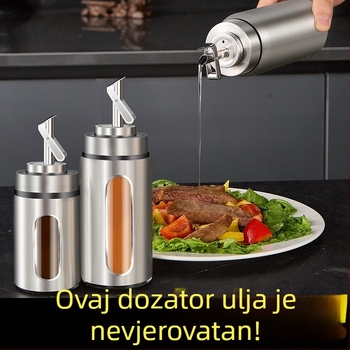 Staklena boca za ulje, s automatskim otvaranjem i zatvaranjem, prehrambena sigurnost, tiskano logo, moderan minimalistički dizajn