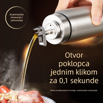 Staklena boca za ulje, s automatskim otvaranjem i zatvaranjem, prehrambena sigurnost, tiskano logo, moderan minimalistički dizajn