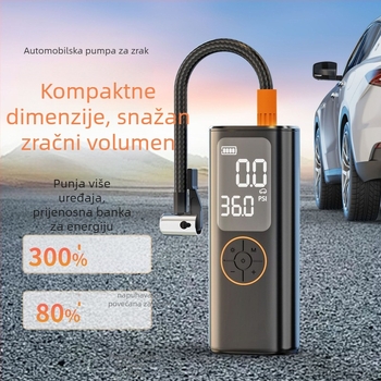 Bežični električni kompresor za automobil s digitalnim zaslonom, 7.4V, USB punjenje, ≤80W, litij baterija, trajanje rada 5–20 minuta