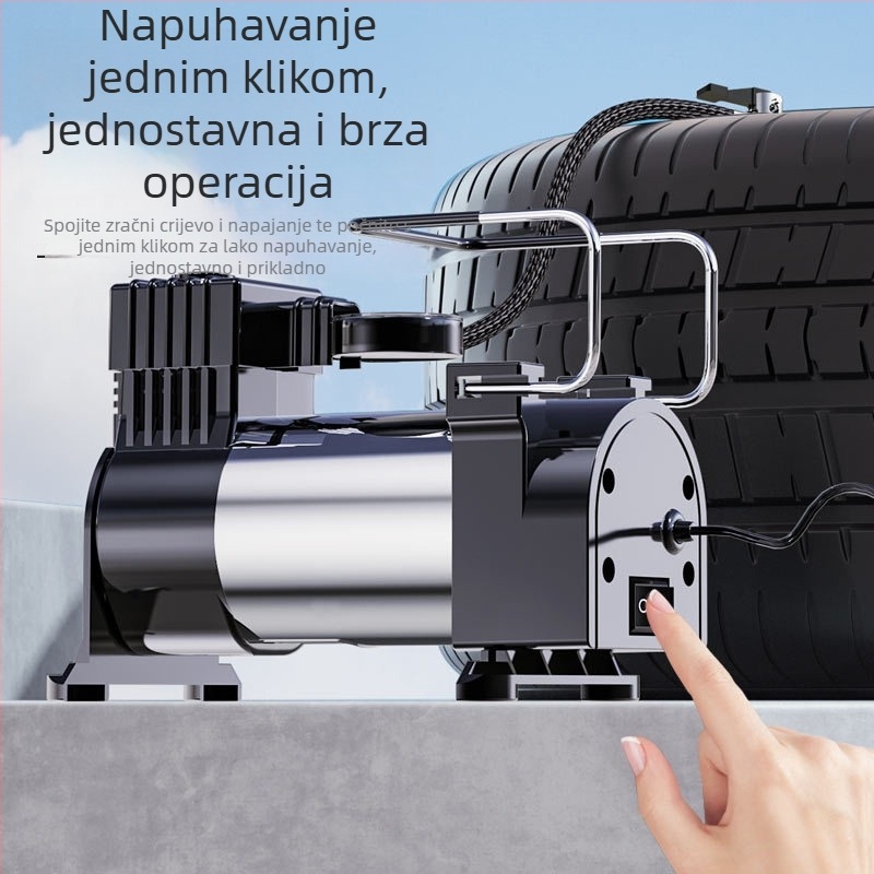 Automobilska pumpa za gume, 12V prijenosna električna pumpa s manometrom, 35 L/min, 120W, kabel duljine 3 m