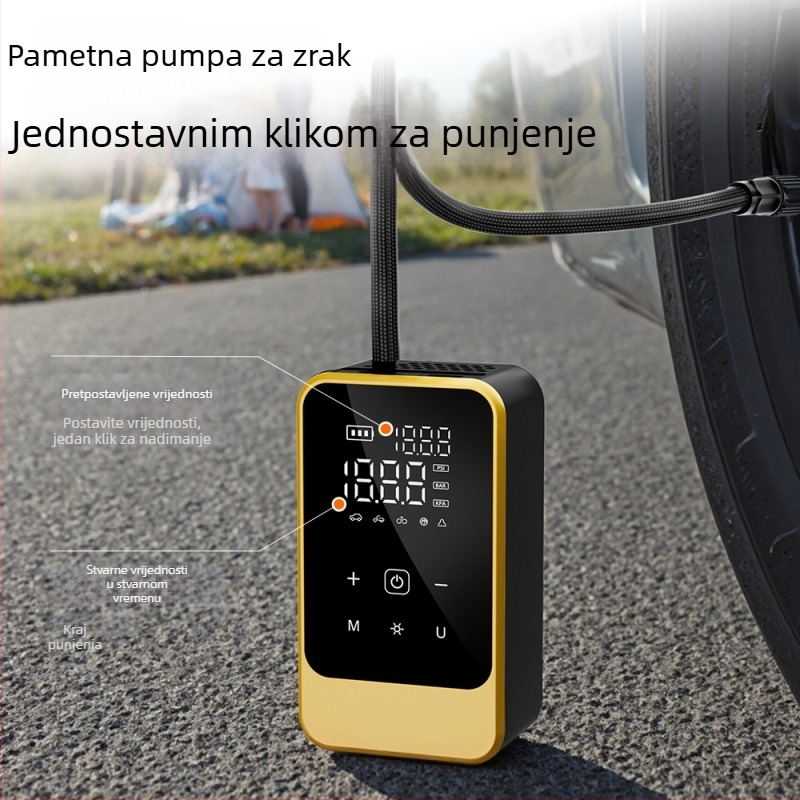 Bežična pumpa za automobile, prijenosna električna pumpa za zrak, 12V, 30 L/min, digitalni zaslon, USB punjenje