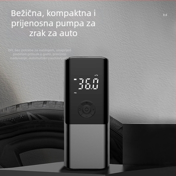 Prijenosna automobilska pumpa za zrak, kompaktni ručni napuhivač, 12V, 80W, 25 L/min, digitalni zaslon