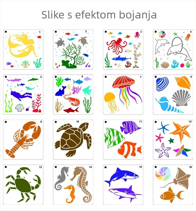 Šablona za crtanje morskih organizama – PET plastična šablona, Goshen Painted, licencirana privatna oznaka: Da; IP dozvola: Ne