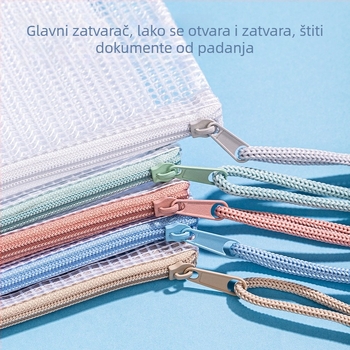 Deli vrećica za dokumente sa zatvaračem, prozirna, od najlonske mreže