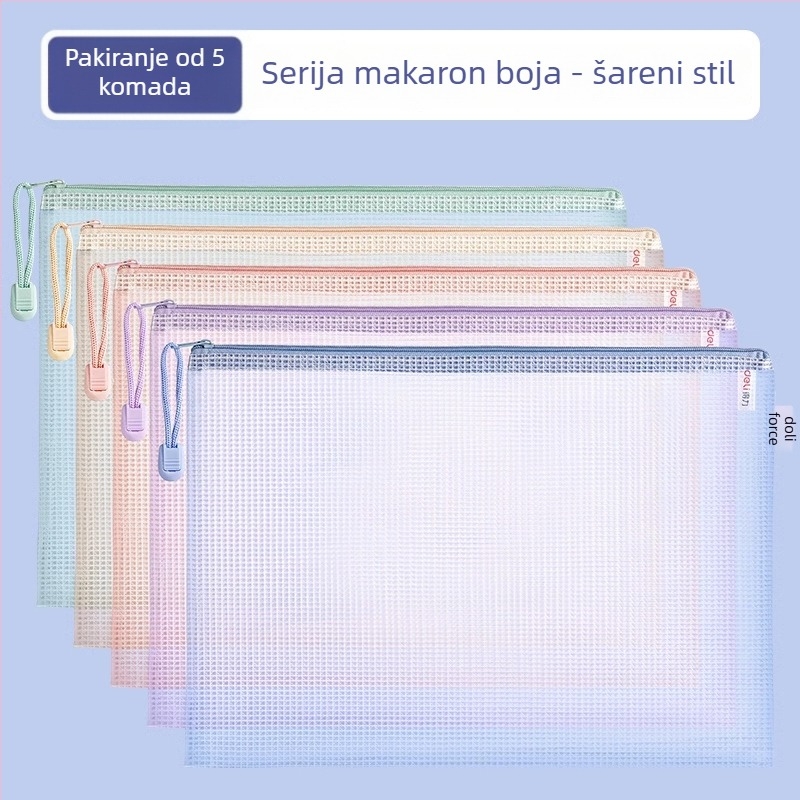 Deli vrećica za dokumente sa zatvaračem, prozirna, od najlonske mreže