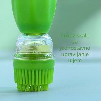 Staklena posuda za ulje s integriranom silikonskom četkom i izljevom