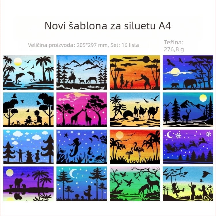 Yuezhen PET materijal A4 šablona za siluetu pejzažne figure, alat za spray graffiti za bojanje • Nije uvezeno • IP licencija: Nijedna