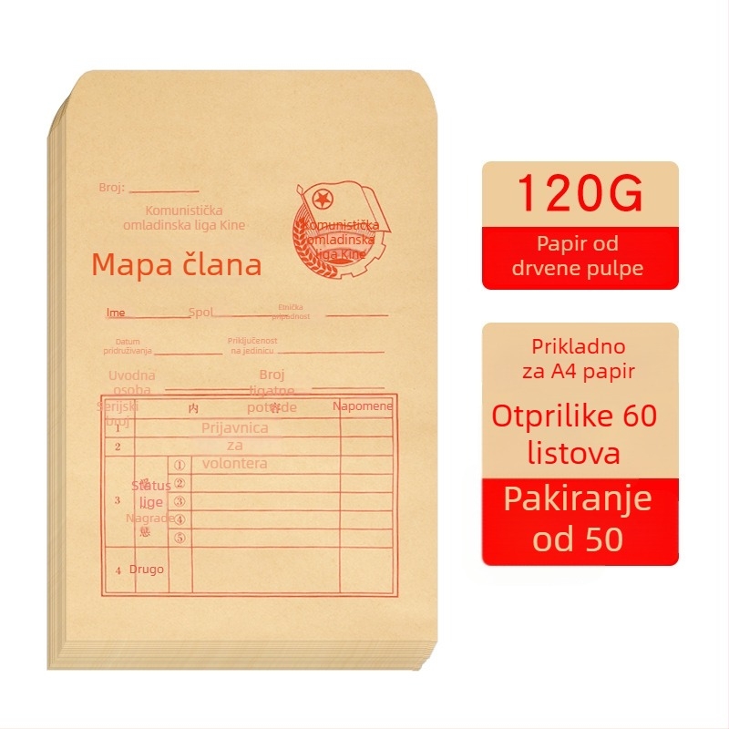 Torba za arhivu članova tima, način zatvaranja, papir od drvnih vlakana 120 g/m², prilagodljiva, jedinstven oblik