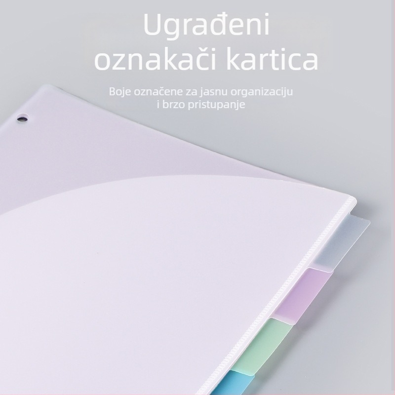 Višestranični folder s 3 rupama, 6 stranica, vodootporan PP, dvostruki džepovi.