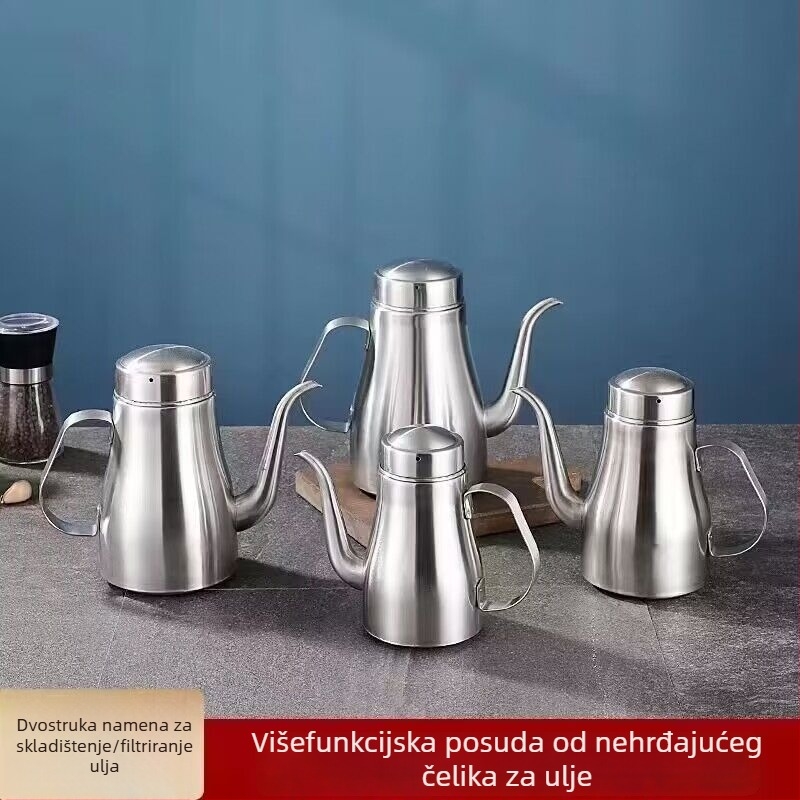 Nehrđajući čelični džbán za ulje s filtrima, nepropusno za izlijevanje i začinjavanje