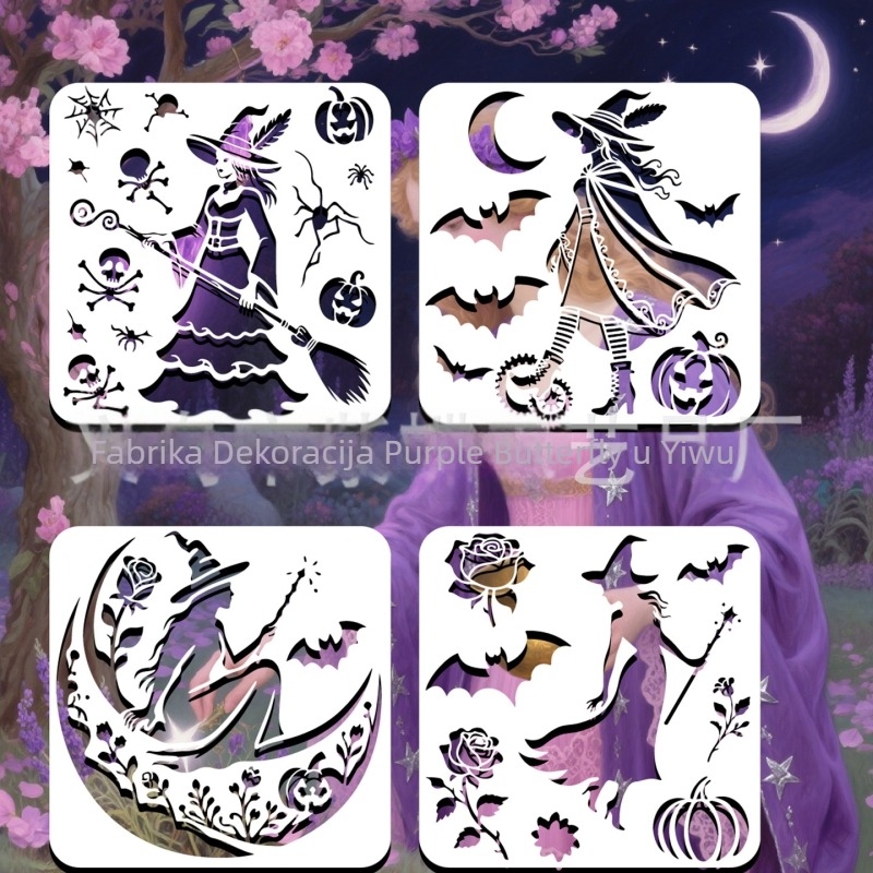 Šablona za zidni grafiti: Mjesečeva vještica | Materijal: PET | Marka: Yiwu Purple Butterfly Arts and Crafts Factory | Uvoz: Ne | IP prava: Nije ovlaštena