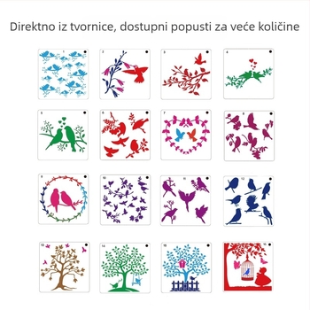 PET šablona za crtanje s ptičjom temom – DIY album s izrezanim šablonama | Brand Goshen Painted; Materijal PET; Uvoz: Ne; Licencirana privatna oznaka: Da; IP odobrenje: Ne