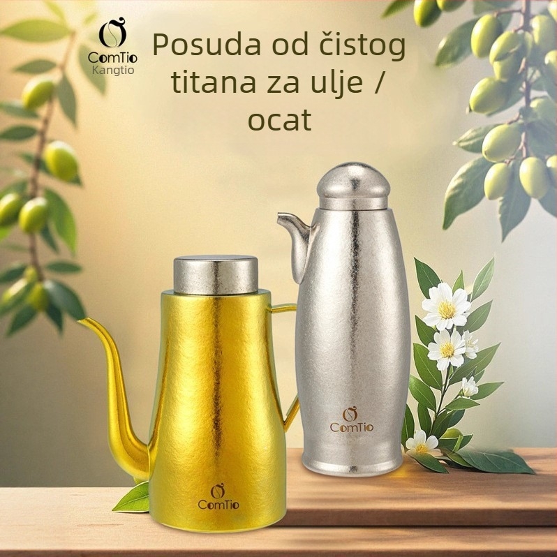 Titanski lonac za ulje i ocat, moderni minimalistički dizajn, izlijevanje ulja, kompatibilan s vašom uljnom četkom