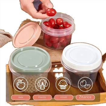 Okrugla kutija za ručak od polipropilena s hermetičnim poklopcem za skladištenje u hladnjaku, jednostruki sloj, nije mikrovalna