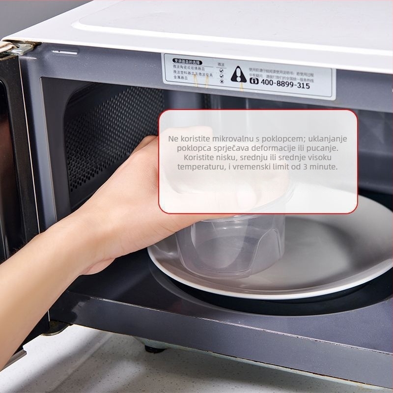 Okrugla kutija za ručak od polipropilena s hermetičnim poklopcem za skladištenje u hladnjaku, jednostruki sloj, nije mikrovalna