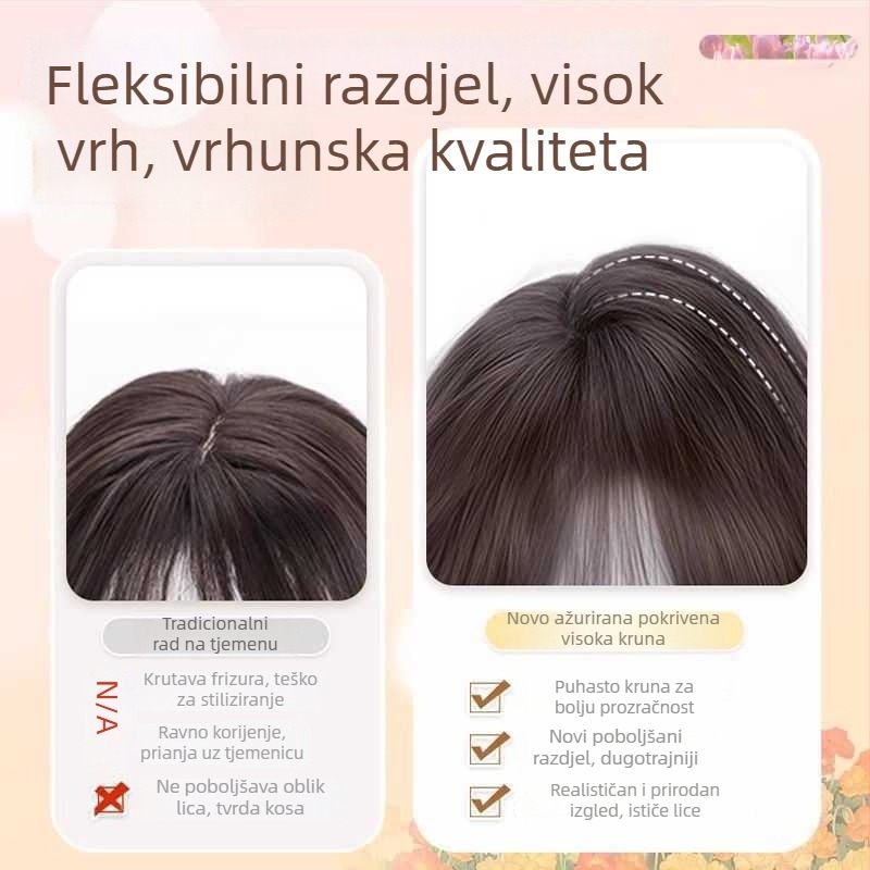 Ženska perika, prirodni volumen, slobodna parta, frizura: ravne ili nagnute, model M633, vlakna otporna na toplinu