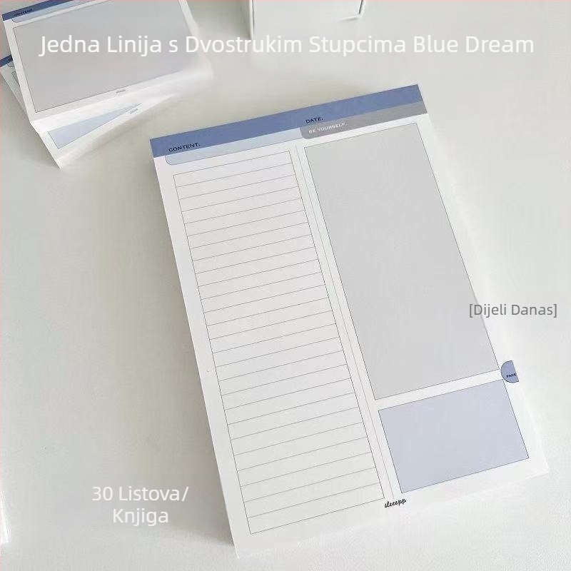 Blue Dream B5 Bilježnica za učenike — Memorija riječi, Jednostavan jednobojni dizajn (Nije moguće lijepiti; Oblik: Crtani; IP licenca: Ne)