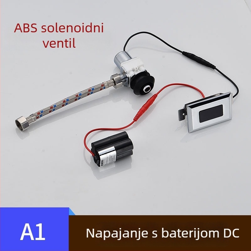 Senzorski ventil za ispiranje urinarnika s elektromagnetom, kutijom baterija i 6V transformatorom, bakrena konstrukcija, CHZJYITE