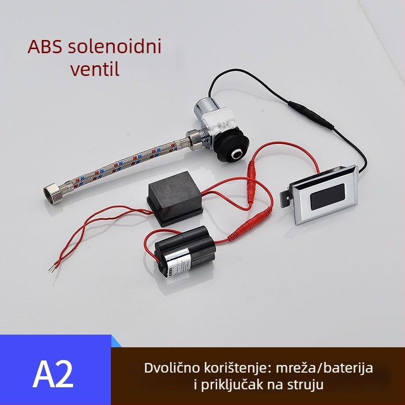 Senzorski ventil za ispiranje urinarnika s elektromagnetom, kutijom baterija i 6V transformatorom, bakrena konstrukcija, CHZJYITE