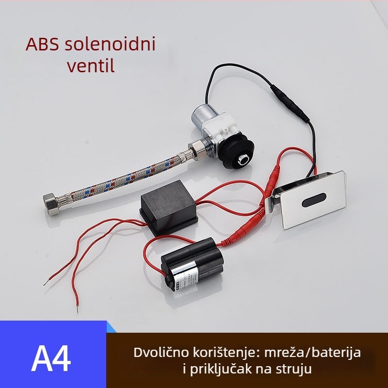 Senzorski ventil za ispiranje urinarnika s elektromagnetom, kutijom baterija i 6V transformatorom, bakrena konstrukcija, CHZJYITE