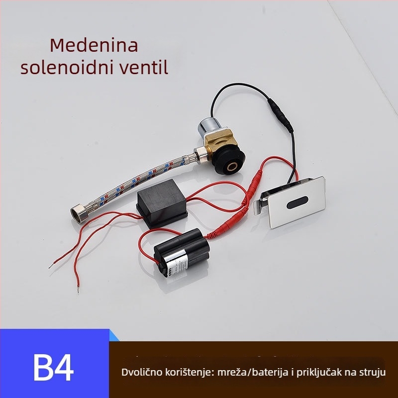 Senzorski ventil za ispiranje urinarnika s elektromagnetom, kutijom baterija i 6V transformatorom, bakrena konstrukcija, CHZJYITE