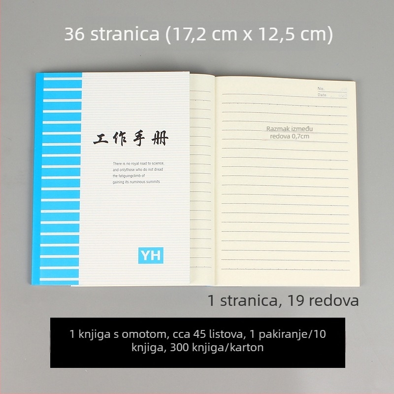 Bilježnica s žičanim povezom, kućište od papira, papir za pisanje 70 g, oko 45 stranica, poslovni uredski stil