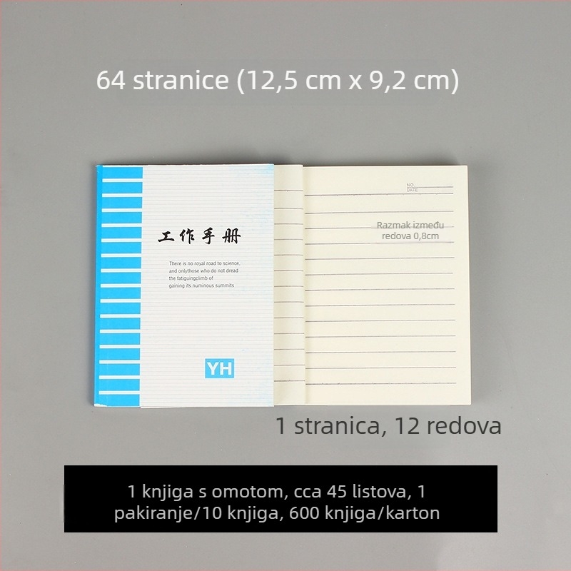 Bilježnica s žičanim povezom, kućište od papira, papir za pisanje 70 g, oko 45 stranica, poslovni uredski stil