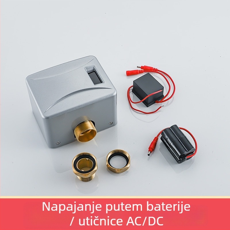 Potpuno automatski senzor za ispiranje WC-a, model Hyb9121b-stool sensor; Napajanje DC/AC; tlak vode 4–6 kg; vrijeme ispiranja 6–8 s; izlaz 32 mm