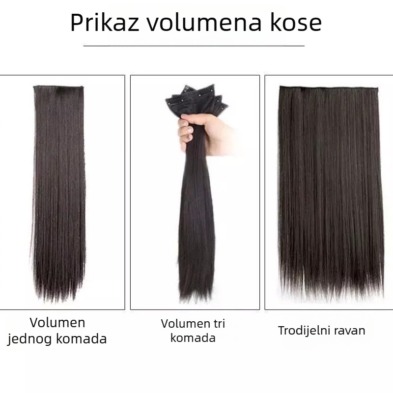 Duga ženska perika s tri dijela dodatnih vlasi, nevidljiva i bez šavova, tekstura vodnih valova