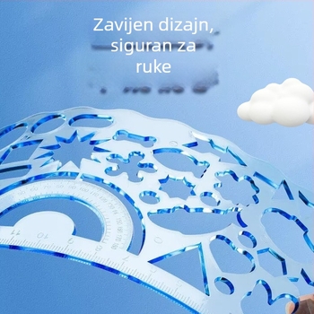 Set plastičnih ravnala za učenike osnovne škole s proreznim šablonama za crtanje, centimetarska ravnala, verzije 1/2/4/7 komada; neto težina 100 g; pakiranje torba/kutija; moguć ispis logotipa.