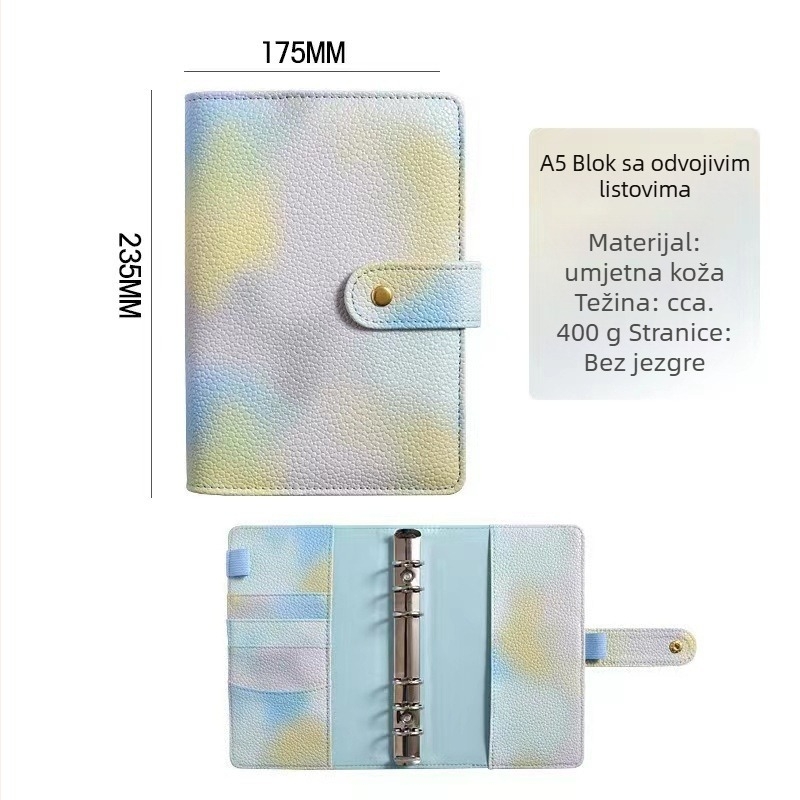 Landon bilježnica s PU omotom, sustav rastavljivih listova, Doyle unutarnji papir, 100 g, 100–200 stranica — FS-07