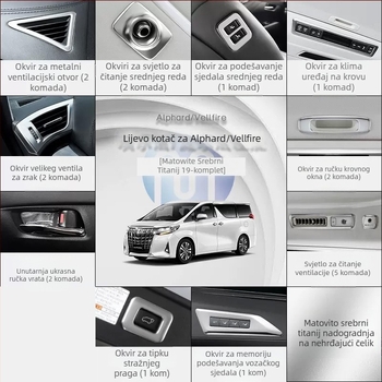Shishuai 304 nehrđajući čelik unutarnji patch kit za okvir izlaza zraka Alphard/Vellfire 30 serija – bez prilagođavanja