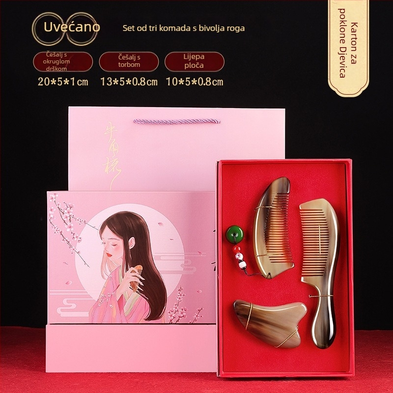 Rogni češalj u poklon kutiji – svadbena para, praktičan dar za dame; Marka: Mingchen craftsmanship; Oblik: Drugo; Materijal: Drugo; Stil: Jednostavno