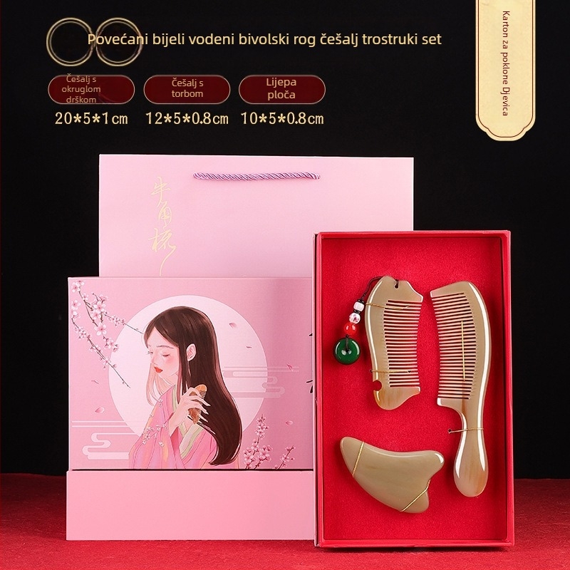 Rogni češalj u poklon kutiji – svadbena para, praktičan dar za dame; Marka: Mingchen craftsmanship; Oblik: Drugo; Materijal: Drugo; Stil: Jednostavno