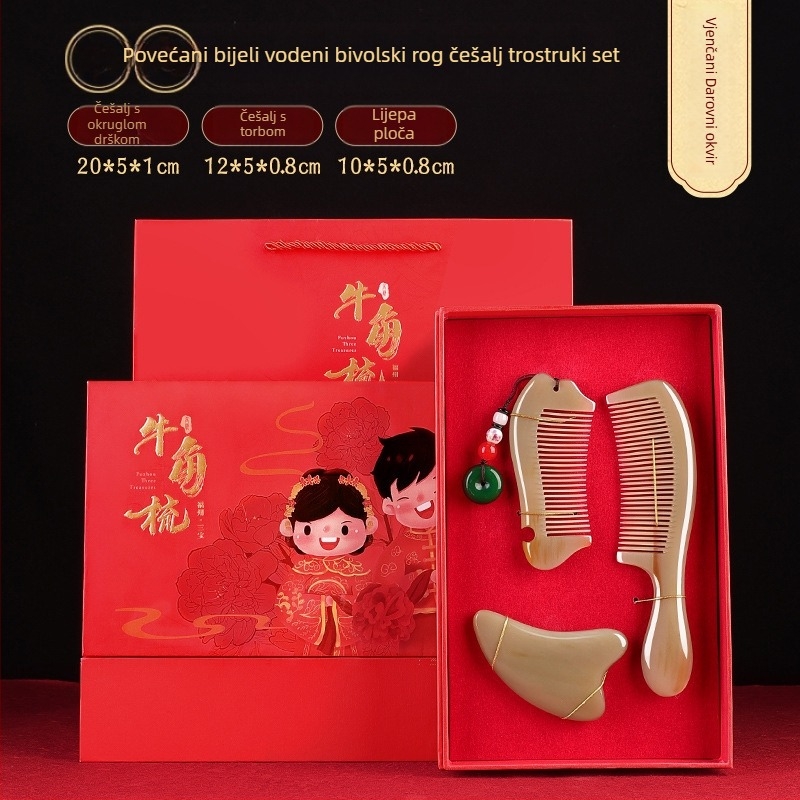 Rogni češalj u poklon kutiji – svadbena para, praktičan dar za dame; Marka: Mingchen craftsmanship; Oblik: Drugo; Materijal: Drugo; Stil: Jednostavno