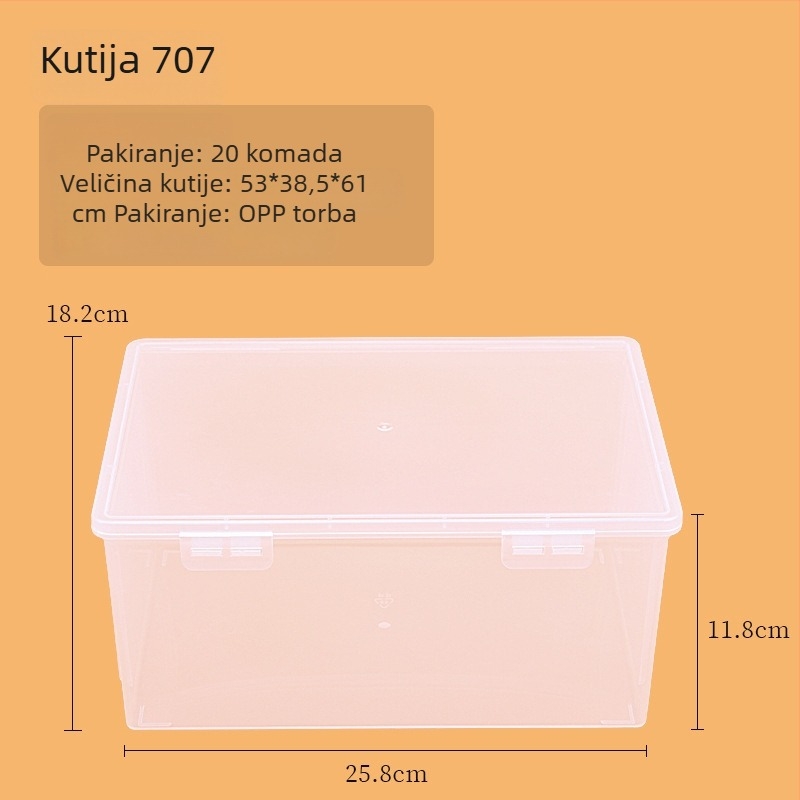 Prozirna plastična kutija za pohranu, pravokutnog oblika, s poklopcem, model 705-709, 100% novi materijal, za organiziranje uredskih potrepština.