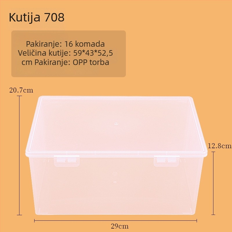 Prozirna plastična kutija za pohranu, pravokutnog oblika, s poklopcem, model 705-709, 100% novi materijal, za organiziranje uredskih potrepština.