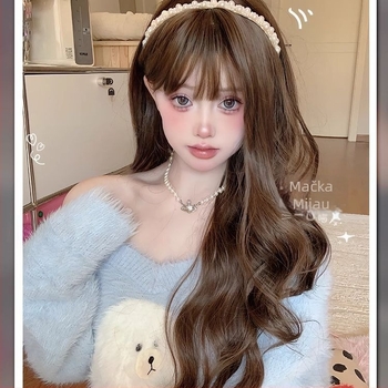 Perika s velikim valovima, duga kovrčava kosa, prirodno lagane fringe; materijal kose: proteinska vlakna; tehnologija: mehanizam; stil: prirodan; model: cijela glava